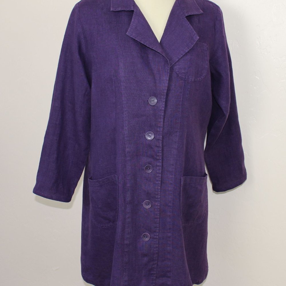 FLAX button front linen jacket/dress - Picture 3 of 7